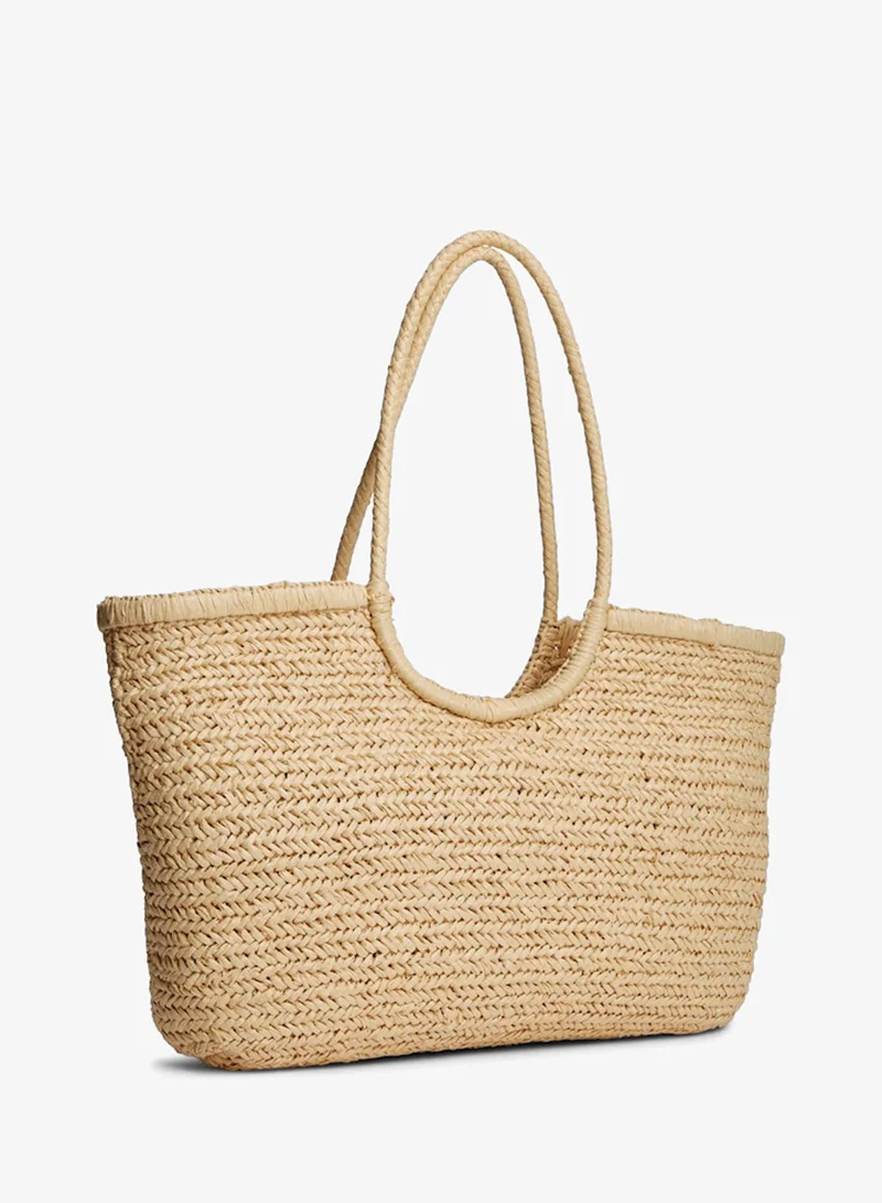 TOMMY HILFIGER  Raffia Textured Logo Tote Bag for Women | Best Price UAE
